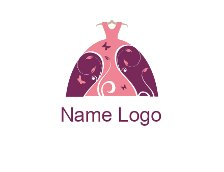 beautiful ornamental girl dress with butterflies logo