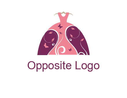 beautiful ornamental girl dress with butterflies logo
