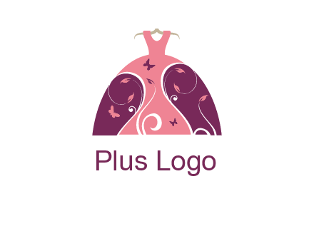 beautiful ornamental girl dress with butterflies logo