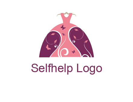 beautiful ornamental girl dress with butterflies logo