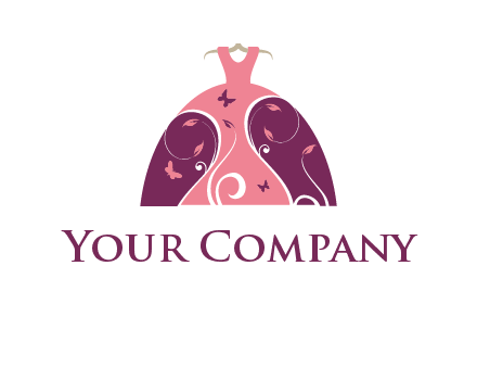 beautiful ornamental girl dress with butterflies logo