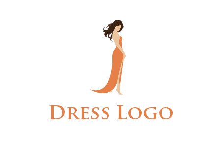beautiful girl wearing backless dress logo