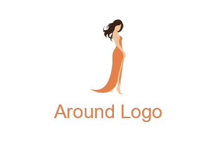 beautiful girl wearing backless dress logo