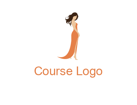 beautiful girl wearing backless dress logo