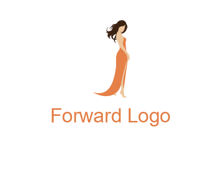 beautiful girl wearing backless dress logo