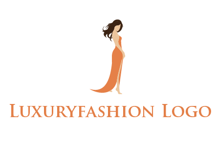 beautiful girl wearing backless dress logo