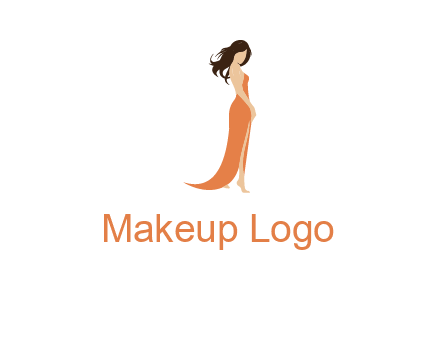 beautiful girl wearing backless dress logo