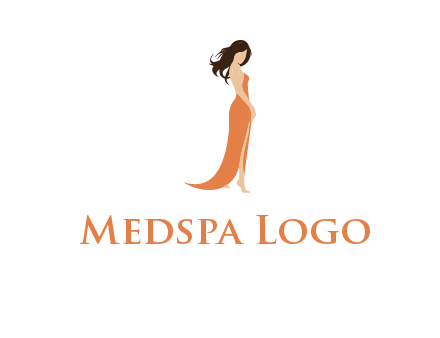 beautiful girl wearing backless dress logo