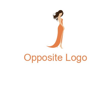 beautiful girl wearing backless dress logo
