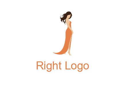 beautiful girl wearing backless dress logo