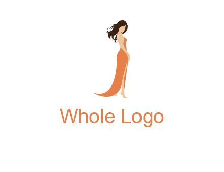 beautiful girl wearing backless dress logo