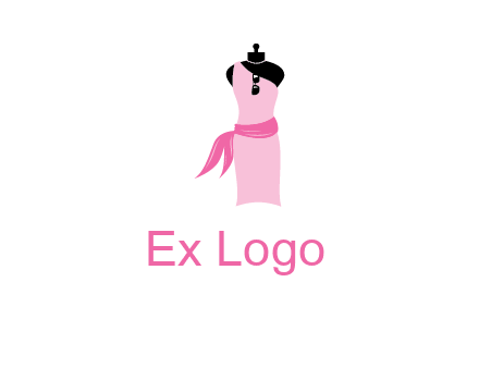 girl dress and scarf with glass and necklace logo