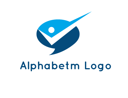 abstract person inside speech bubble with check logo