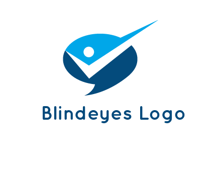 abstract person inside speech bubble with check logo