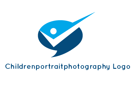 abstract person inside speech bubble with check logo