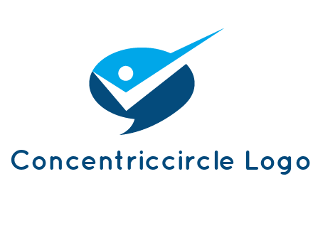 abstract person inside speech bubble with check logo
