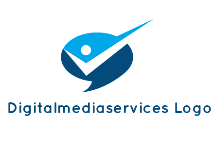 abstract person inside speech bubble with check logo