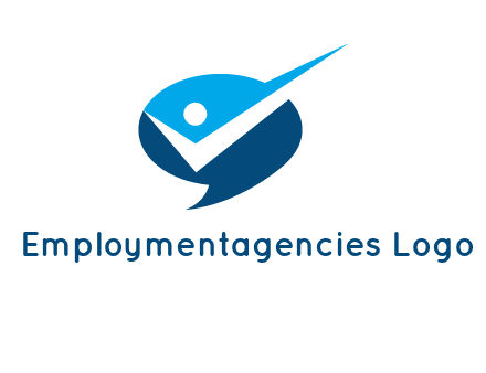 abstract person inside speech bubble with check logo
