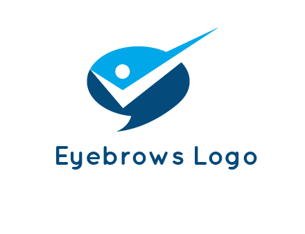 abstract person inside speech bubble with check logo
