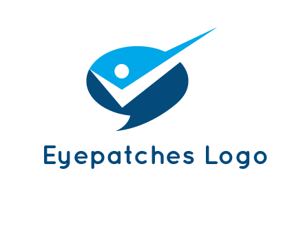 abstract person inside speech bubble with check logo