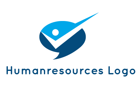 abstract person inside speech bubble with check logo