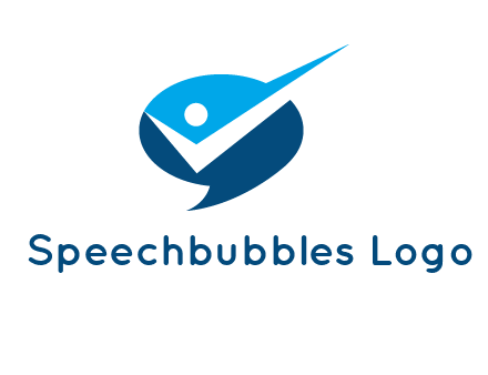 abstract person inside speech bubble with check logo