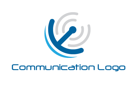 Dish with antenna signals logo