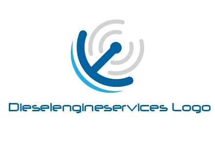 Dish with antenna signals logo