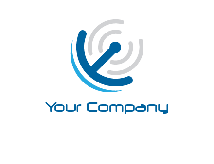 Dish with antenna signals logo