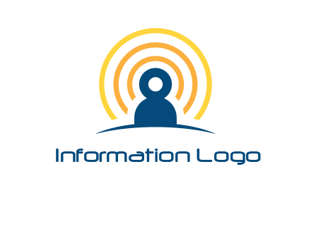 abstract person placed in front of communication circles logo