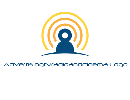 abstract person placed in front of communication circles logo