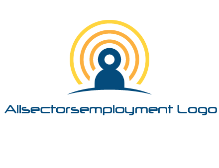abstract person placed in front of communication circles logo