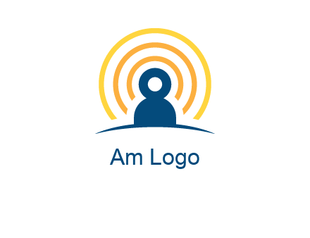 abstract person placed in front of communication circles logo