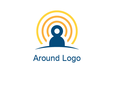 abstract person placed in front of communication circles logo