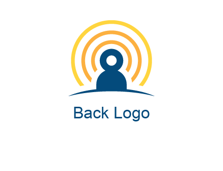 abstract person placed in front of communication circles logo