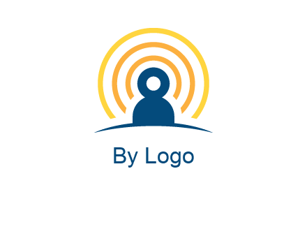 abstract person placed in front of communication circles logo