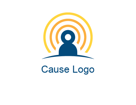 abstract person placed in front of communication circles logo