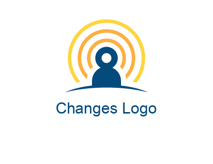 abstract person placed in front of communication circles logo