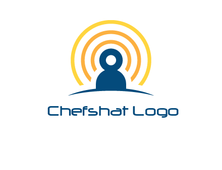 abstract person placed in front of communication circles logo