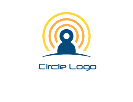 abstract person placed in front of communication circles logo
