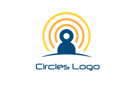 abstract person placed in front of communication circles logo