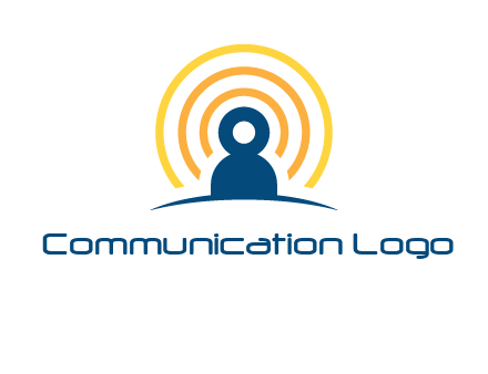 abstract person placed in front of communication circles logo