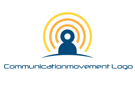 abstract person placed in front of communication circles logo