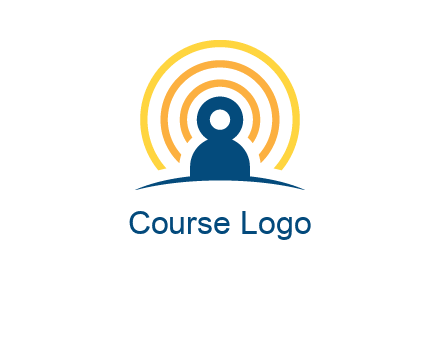 abstract person placed in front of communication circles logo