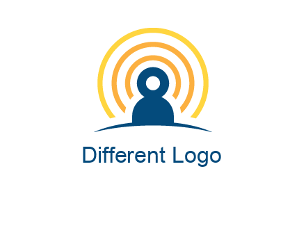 abstract person placed in front of communication circles logo
