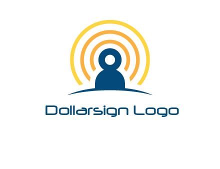abstract person placed in front of communication circles logo