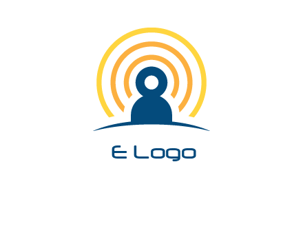 abstract person placed in front of communication circles logo