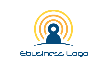 abstract person placed in front of communication circles logo