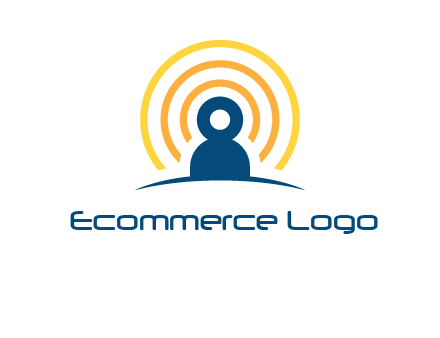 abstract person placed in front of communication circles logo