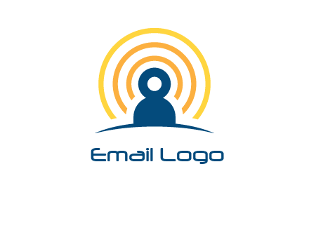abstract person placed in front of communication circles logo